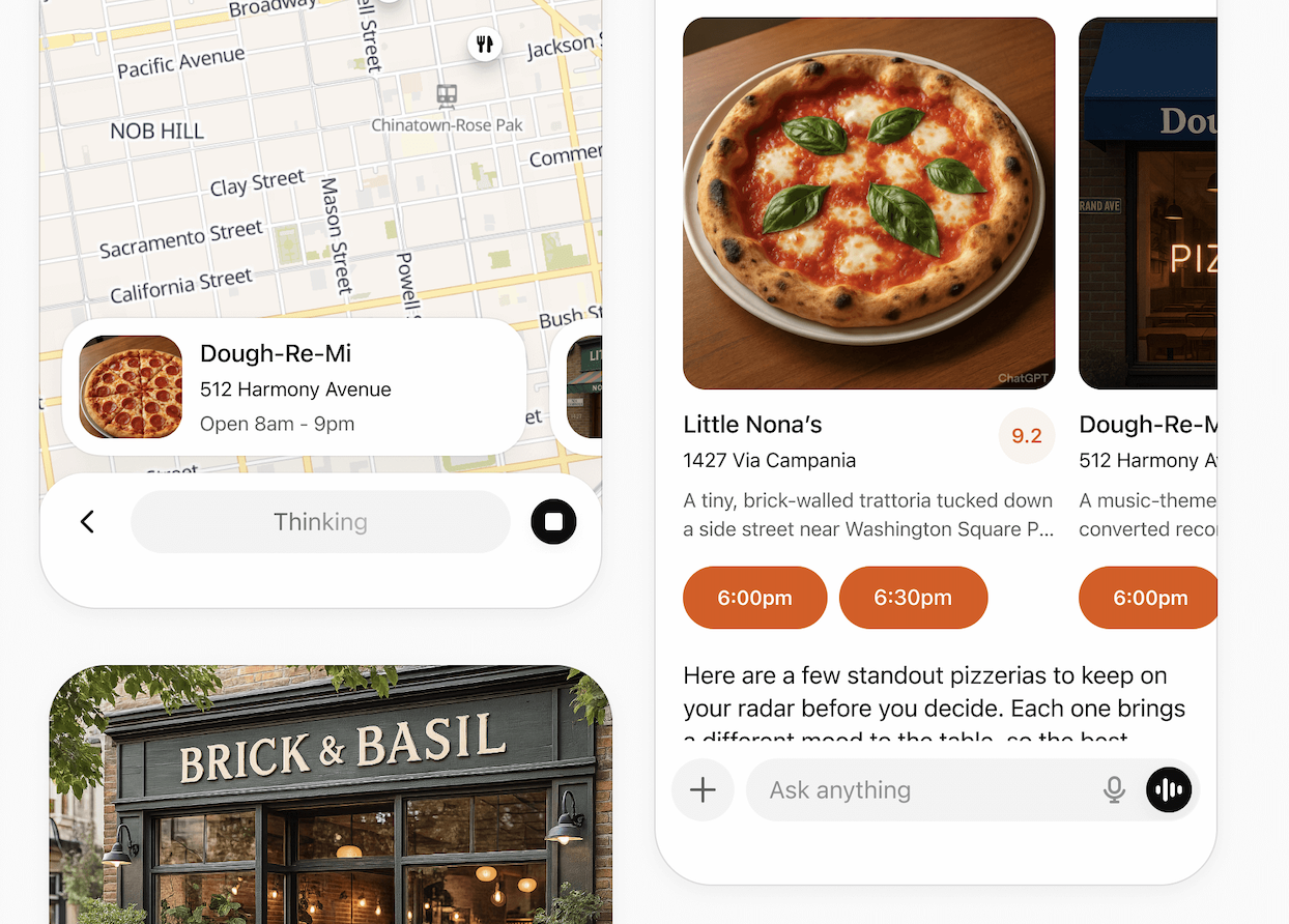 Example apps in the Athena mobile interface