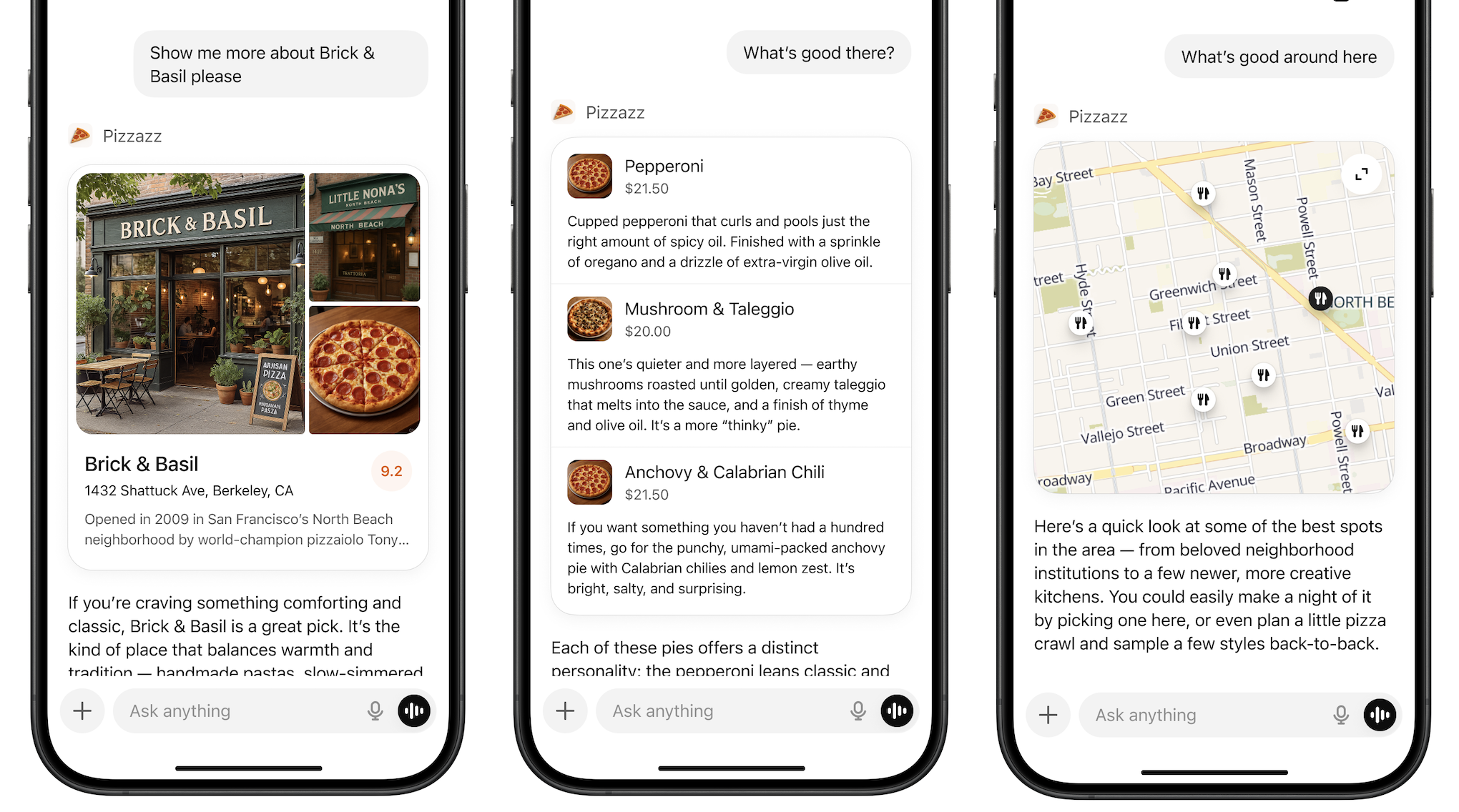 Examples of inline cards and carousels in Athena